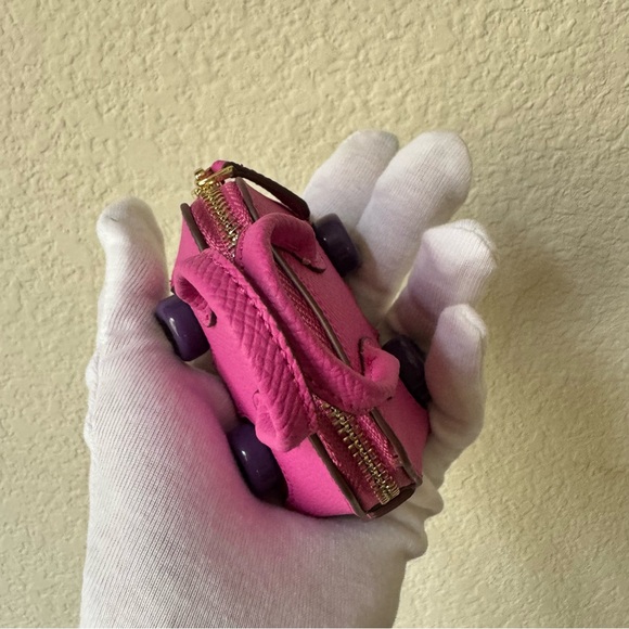 PU | Fuchsia Purple Micro Bowling Bolide Purse Bag Charm w/ Wheels Headphones - Picture 5 of 9